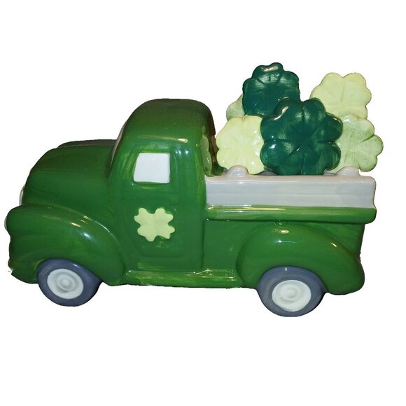 St. Patricks Day Ceramic Green Truck With Shamrocks By Kohls New with Tags Patty - Picture 1 of 16